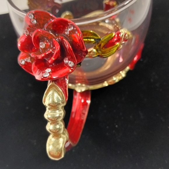 Butterfly Rose Enamel Glass Mug With Spoon Set Valentine's Day - Picture 5 of 15